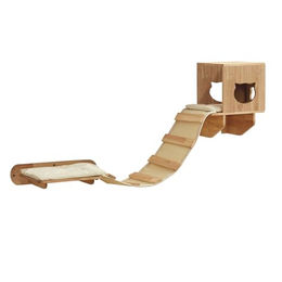 Nobby Katzen Wandelement Hängebrücke Aci mit Kratzmatte in Beige und Braun aus Holz – Bild 1 von 8