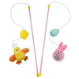 Produktbild von Nobby Katzenangel Ostern Hase/Külen interaktiv mit Catnip und Rassel aus Plüsch 105 cm