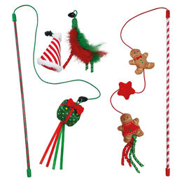 Produktbild von Nobby Katzenangel Xmas mit bunten Stoff-Wechselspielzeugen