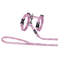 Produktbild von Nobby Katzengarnitur Flower Pink Geschirr mit Leine aus Nylon stufenlos verstellbar