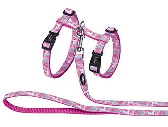 Nobby Katzengarnitur XL Camouflage Pink Geschirr und Leine für große Katzen 13mm – Bild 1 von 4