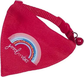 Nobby Katzenhalsband Good Vibes Rot mit Bandana und Glöckchen verstellbar - 1 Stk. – Bild 1 von 3