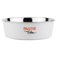 Produktbild von Nobby Katzennapf Pawsitive Vibes weiß aus Edelstahl 950 ml - 0,95 l