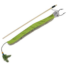 Produktbild von Nobby Katzenspielzeug Angel mit grünem Plüschwurm