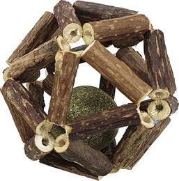 Nobby Katzenspielzeug Ball aus Naturholz mit Matatabi und Catnip Braun Ø 8 cm – Bild 1 von 3