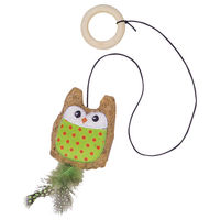 Produktbild von Nobby Katzenspielzeug Eule aus Kork mit Catnip und Holzring grün