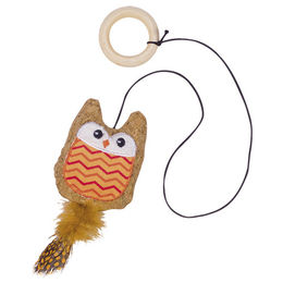Produktbild von Nobby Katzenspielzeug Eule aus Kork mit Catnip und Holzring orange - 1 Stk.