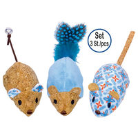 Produktbild von Nobby Katzenspielzeug Plüsch Mäuse mit Catnip Blau 3er Set