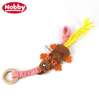Produktbild von Nobby Katzenspielzeug Plüschmaus mit Holzring und elastischem Gummizug orange