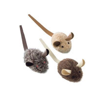 Produktbild von Nobby Katzenspielzeug Plüschmäuse mit Lederschwanz in Braun und Bunt 6 cm 3 Stück