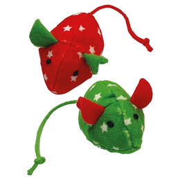 Produktbild von Nobby Katzenspielzeug Xmas Mäuse mit Catnip aus Plüsch in bunten Farben 14cm
