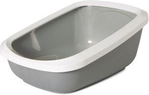 Nobby Katzentoilette Aseo Jumbo offene Schalentoilette aus Kunststoff Grau Weiß – Bild 1 von 7