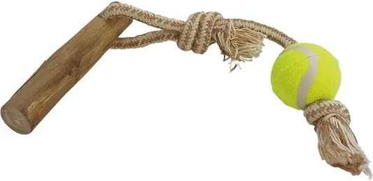 Nobby Kauspielzeug aus Kaffeeholz mit Seil und Ball Größe S - 40 cm – Bild 1 von 5