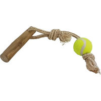 Produktbild von Nobby Kauspielzeug aus Kaffeeholz mit Seil und Ball Größe S - 40 cm