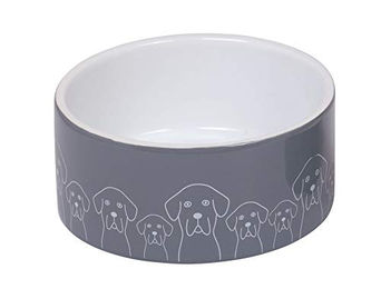 Nobby Keramik Futternapf für Hunde Grau-Weiß Ø 18 x 7 cm 1,10 l - 1,1 l – Bild 1 von 4