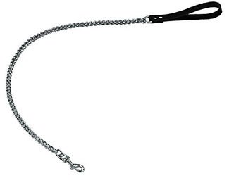 Produktbild von Nobby Kettenleine Professional für Hunde mit Leder-Handschlaufe Schwarzbraun 110 cm