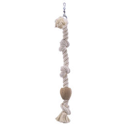 Produktbild von Nobby Kletterseil aus Baumwolle mit Holzklotz für Vögel Weiß 67 cm - 67 cm