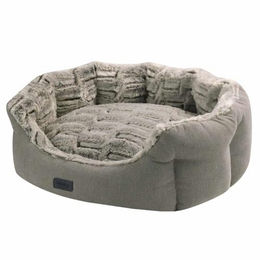 Nobby Komfort Hundebett Cacho oval aus Plüsch Hellbraun 55 x 50 x 21 cm – Bild 1 von 3