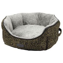 Nobby Komfort Hundebett Leo Leopard in Braun aus Plüsch oval – Bild 1 von 1