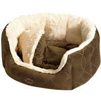 Produktbild von Nobby Komfortbett Ceno Hundebett für Hunde und Katzen aus Plüsch beige braun 65 x 57 x 22 cm