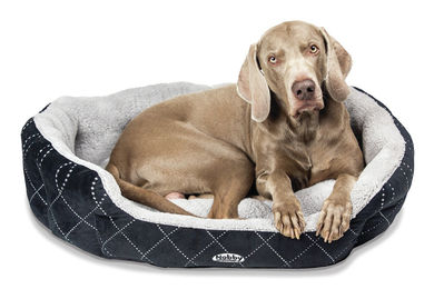 Nobby Komfortbett Ceno Oval für Hunde und Katzen aus Plüsch Schwarz Grau 65 x 57 x 22 cm – Bild 1 von 4