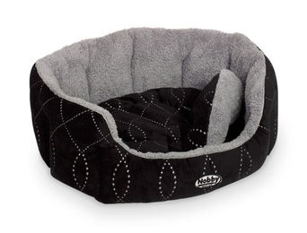 Nobby Komfortbett Ceno Plüsch für Hunde und Katzen oval schwarz/grau 45 x 40 x 19 cm – Bild 1 von 2
