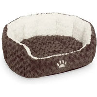 Produktbild von Nobby Komfortbett Neiku Hundebett für Hunde und Katzen oval aus Plüsch braun/weiß 86 x 70 x 24 cm