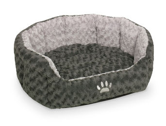 Nobby Komfortbett Seoli Hundebett für Hunde und Katzen aus Plüsch Grau 45x40x19cm – Bild 1 von 4