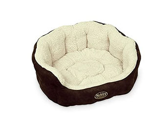 Nobby Komfortbett Taika Hundebett aus Plüsch Braun Weiß 65 x 57 x 22 cm – Bild 1 von 3