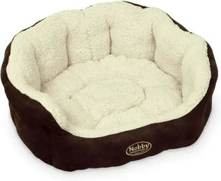 Nobby Komfortbett Taika Hundebett aus Plüsch braun/wollweiß 55 x 50 x 21 cm – Bild 1 von 10
