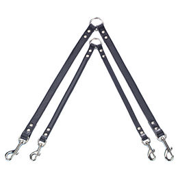Produktbild von Nobby Koppel Professional Doppelleine aus Leder für Hunde Schwarz Braun 2 x 35 cm 12 mm