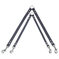 Produktbild von Nobby Koppel Professional Doppelleine aus Leder für Hunde Schwarz Braun 2 x 35 cm 12 mm