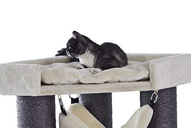 Nobby Kratzbaum Chilo für Katzen in Schwarz Beige Grau Weiß mit Sisal 165 x 60 x 60 cm – Bild 1 von 6