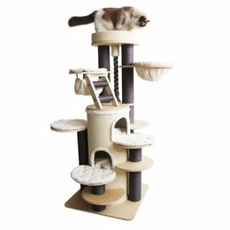 Nobby Kratzbaum Crio für Katzen in Beige mit Sisal und Höhle 70 x 70 x 160 cm – Bild 1 von 5