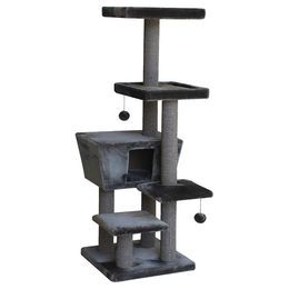 Nobby Kratzbaum Motega für Katzen in Dunkelgrau mit Sisal 48 x 48 x 140 cm – Bild 1 von 2