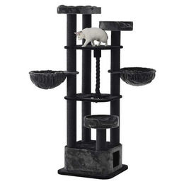 Nobby Kratzbaum Musan XL für Katzen in Schwarz/Grau mit Sisal 70 x 70 x 203 cm – Bild 1 von 2