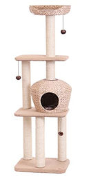 Nobby Kratzbaum Nanuk für Katzen in Braun mit Bananenblatt und Sisal 50 x 40 x 156 cm – Bild 1 von 4