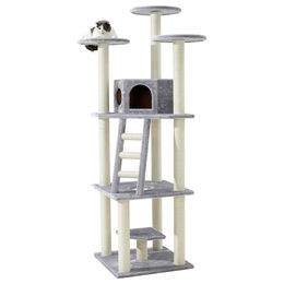 Nobby Kratzbaum Sultan für Katzen grau mit Sisal 60x60x197 cm – Bild 1 von 5