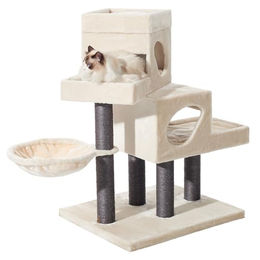 Nobby Kratzbaum Tarsus für Katzen in Beige mit Sisal und Kissen 70 x 60 x 102 cm – Bild 1 von 3
