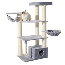Nobby Kratzbaum Tokat für Katzen in Grau mit Sisal und Hängematte 80 x 60 x 176 cm – Bild 1 von 3