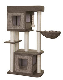 Nobby Kratzbaum Zati für Katzen braun Leinenoptik 70x40x141cm – Bild 1 von 3