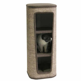 Nobby Kratztonne Capta III für Katzen in Braun mit Leinenoptik und Sisal 38 x 38 x 98 cm – Bild 1 von 1