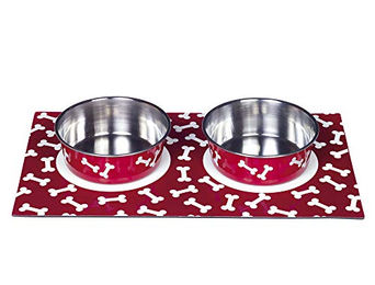 Nobby Magnetic-Set Futternapf für Hunde aus Edelstahl in Rot mit Tablett Größe L - 2 x 0,92 l – Bild 1 von 3