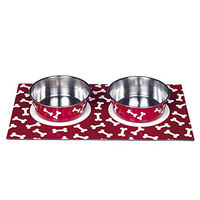 Produktbild von Nobby Magnetic-Set Futternapf für Hunde aus Edelstahl in Rot mit Tablett Größe L - 2 x 0,92 l