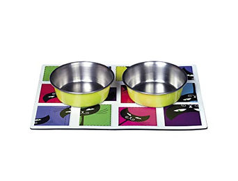 Nobby Magnetic-Set S bunt mit 2 Edelstahl Napf und Tablett für Katzen und Hunde - 2 x 0,31 l – Bild 1 von 4