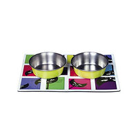 Produktbild von Nobby Magnetic-Set S bunt mit 2 Edelstahl Napf und Tablett für Katzen und Hunde - 2 x 0,31 l