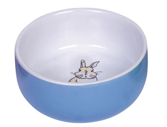 Nobby Nager Keramik Futternapf Kaninchen Blau Weiß 11cm x 4,5cm - 300 ml – Bild 1 von 3