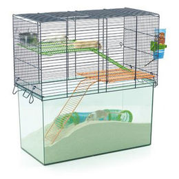 Produktbild von Nobby Nagerheim Habitat Hamsterkäfig aus Kunststoff für Hamster und Mäuse in Blau und Transparent
