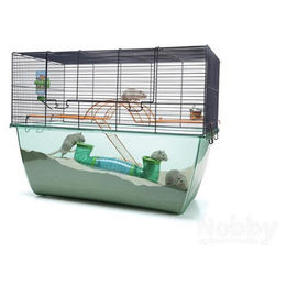 Nobby Nagerheim Habitat XL Hamsterkäfig für Hamster und Mäuse aus Kunststoff 70x37x51cm Transparent Blau – Bild 1 von 4