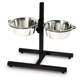 Produktbild von Nobby Napfständer Diner Bar verstellbar aus Edelstahl in Schwarz mit 2 x 4,1 l Fassungsvermögen - 2 x 4,5 l